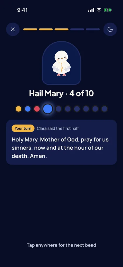 A kids’ decade of the Rosary with big jewel beads